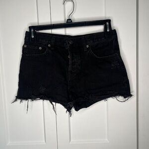 Free People We The Free Mid Rise Distressed Jean Shorts Women's Size 29